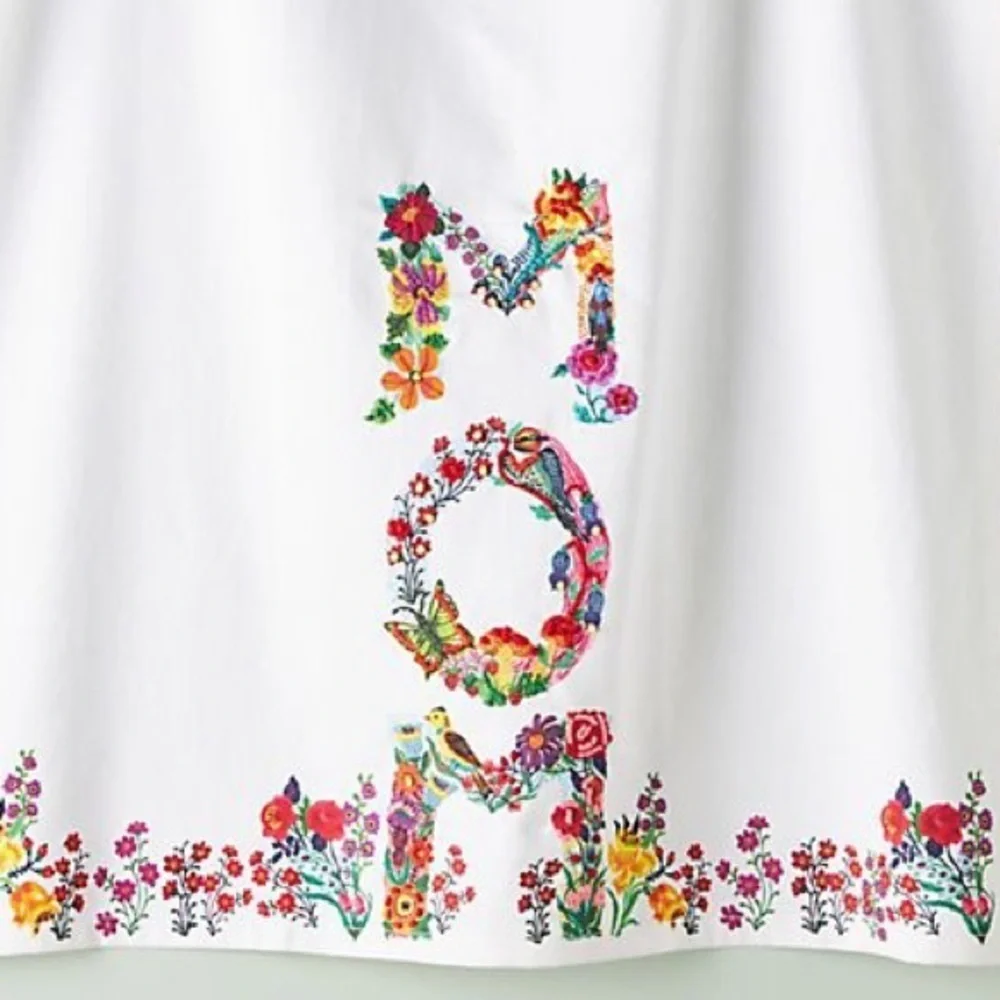Anthropologie Nathalie Lete Mom Embroidered  Dish Towel